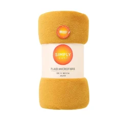 Plaid microfibre jaune 130x180