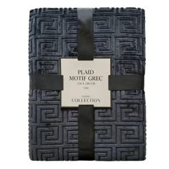 Plaid motif grec 150x200cm noir
