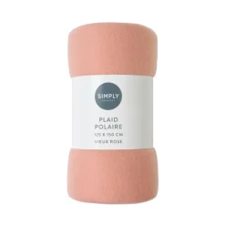 Plaid polaire 125x150 vieux rose