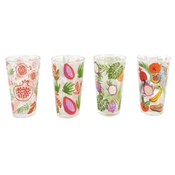 Plateau palmier tresse 4 verres