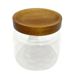 Pot en verre couvercle acacia