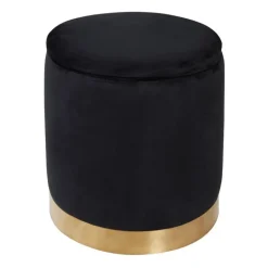 Pouf de rangement noir dore