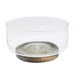 Saladier en verre et acacia 23cm