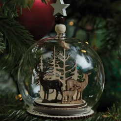 Scene de noel en bois en verre l