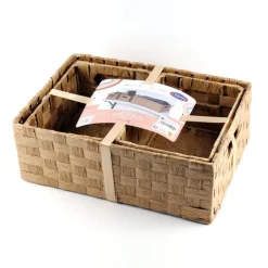 Set de 3 paniers tresses naturel