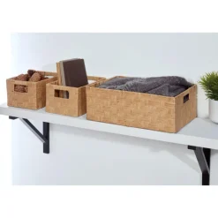 Set de 3 paniers tresses naturel