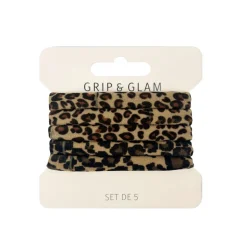 Set elastiques cheveux leopard