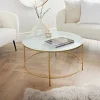 Table basse dessus verre marbre