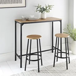 Table haute rect + 2 tabourets