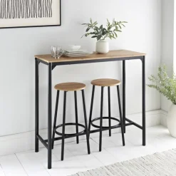 Table haute rect + 2 tabourets