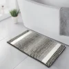 Tapis de bain chenille gris blan