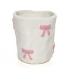 Tasse blanche motif noeud rose
