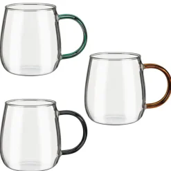 Tasse en verre anse coloree