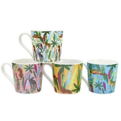 Tasses colorees motif jungle