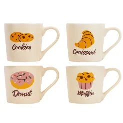 Tasses colorees motif patisserie
