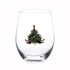 Verre avec decorations sapin